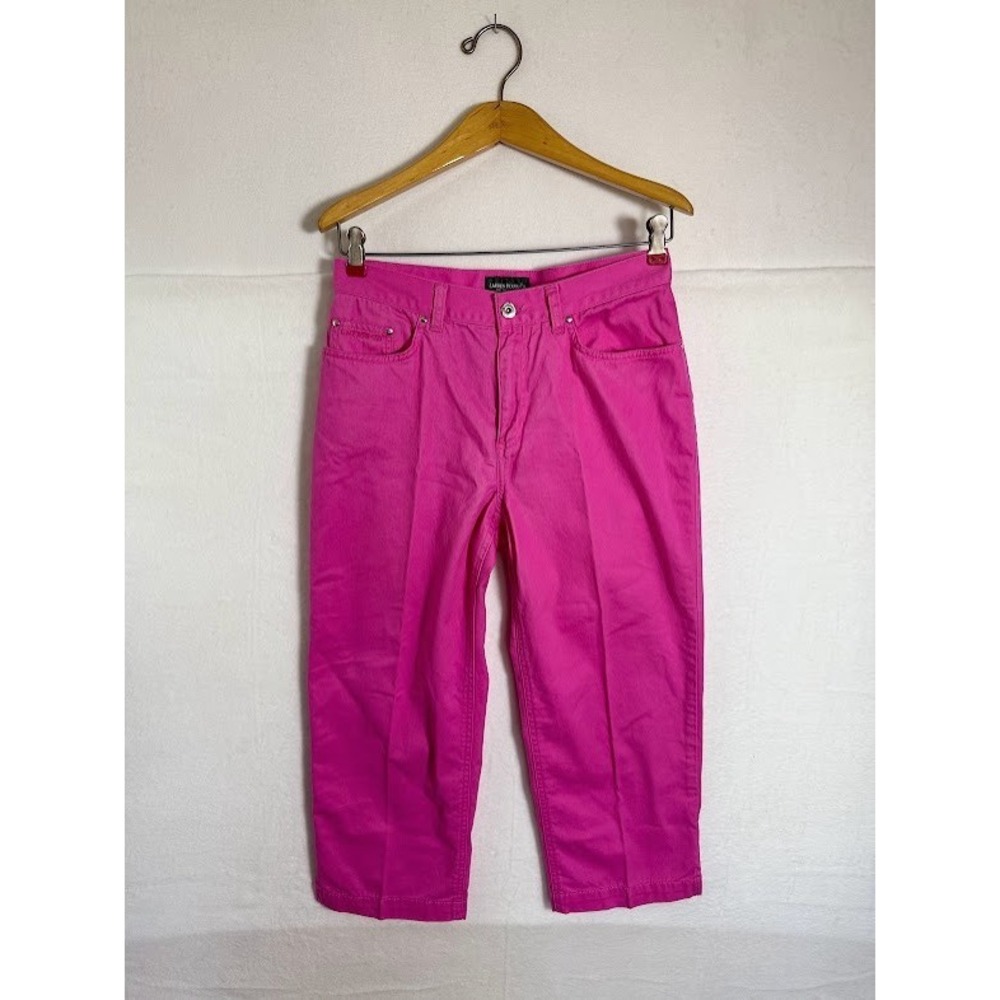 Lauren Jeans Co. Ralph Lauren Hot Pink Cropped Capri Pants 6 Cotton Preppy Chic